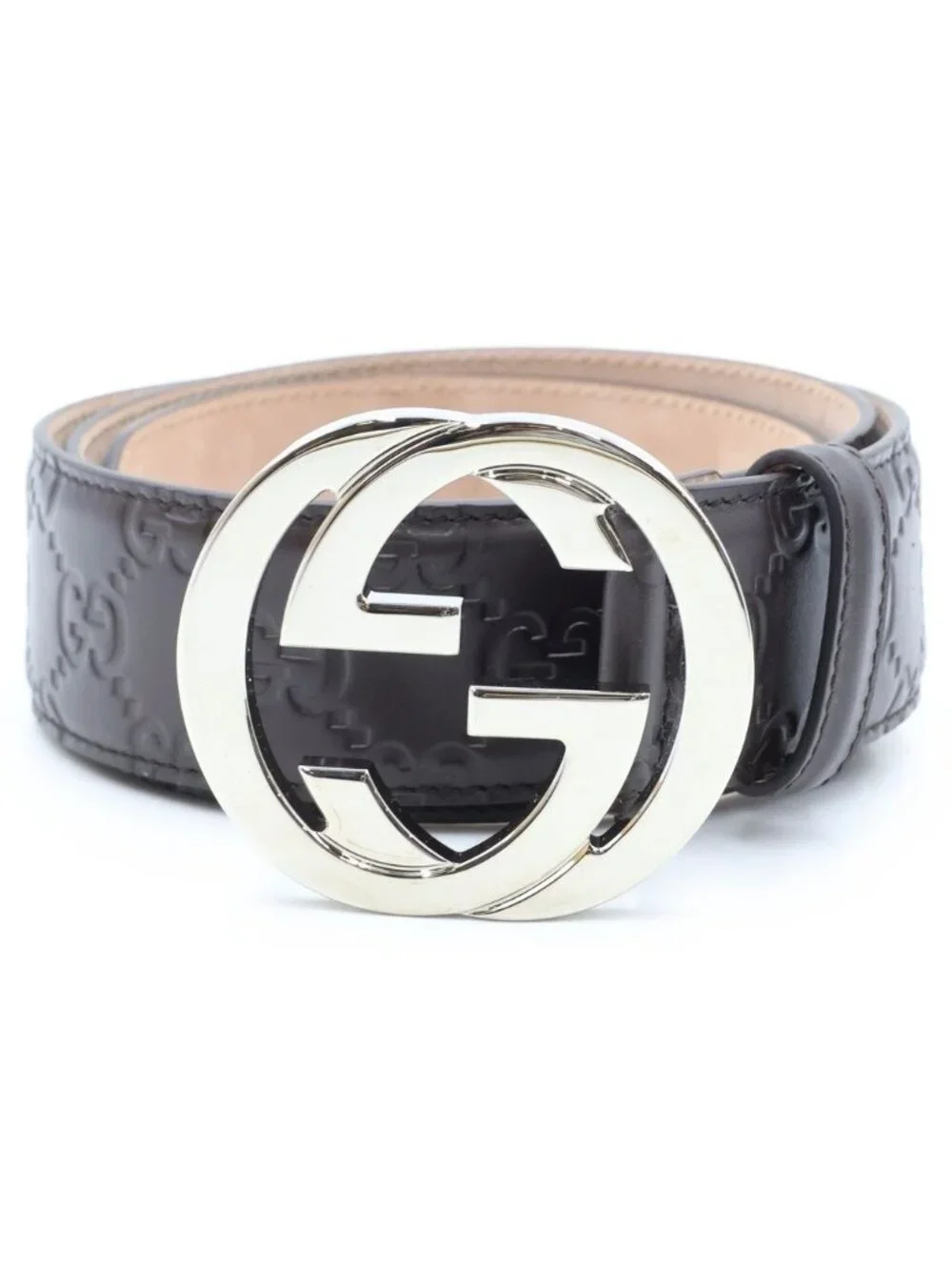 Gucci Guccissima Interlocking G Belt Brown Leather